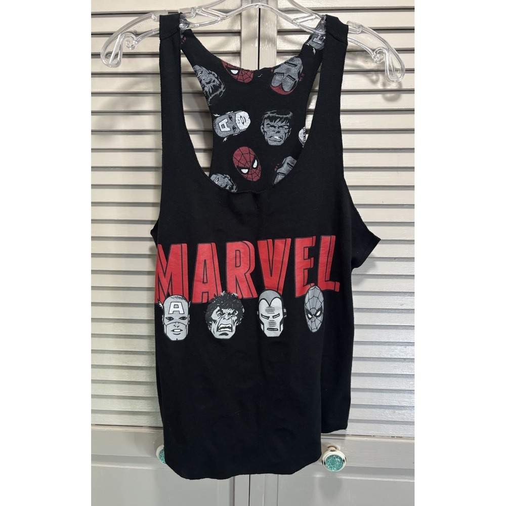 Marvel Legends Tank Top Graphic Black/Red Racerback Reversible Size M